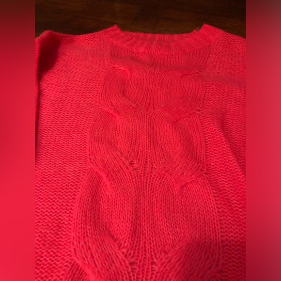 NWOT Aerie Hot Pink Cable Knit Oversized Sweater - Picture 2 of 10